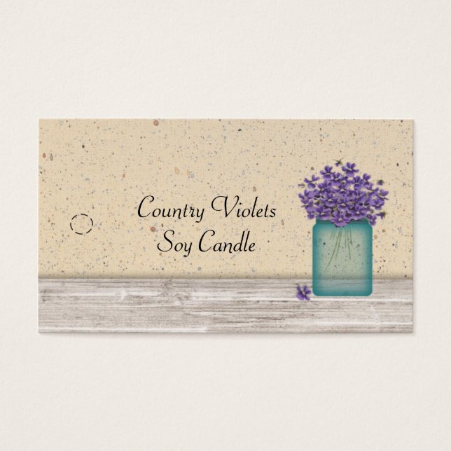 Blue Mason Jar Violets Hang Tag (Front)