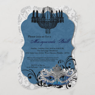 Blue Masquerade Ball Mask Costume Halloween Part Invitation