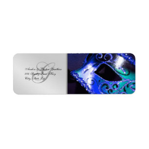 Blue Masquerade Halloween Address Labels