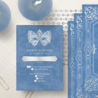 Blue Masquerade Mask Elegant Quinceanera