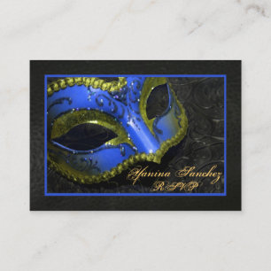 Blue Masquerade RSVP Business Cards