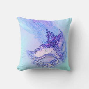 Blue Masquerade Throw Pillow