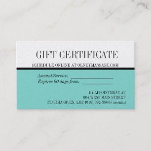 blue massage and spa gift card