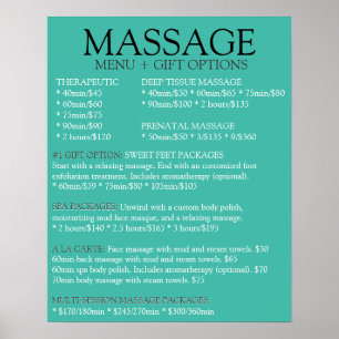 BLUE massage service menu list Poster