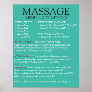 BLUE massage service menu list Poster