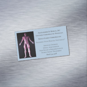 Blue Massage Therapy Chiropractic Doctor Medical  Magnetic Business Card