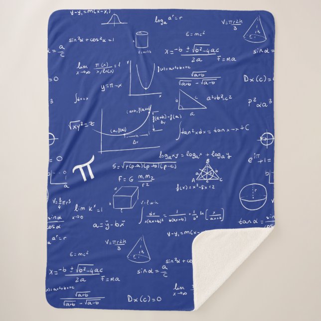 Blue Math Equations Formulas Algebra Nerd Sherpa Blanket (Front)
