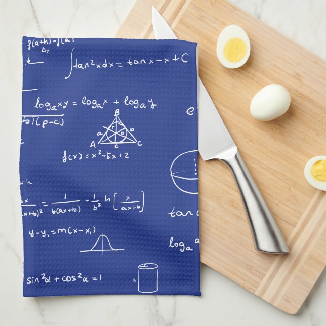 Blue Math Formulas Equations Handwritten Algebra Kitchen Towel (Quarter Fold)