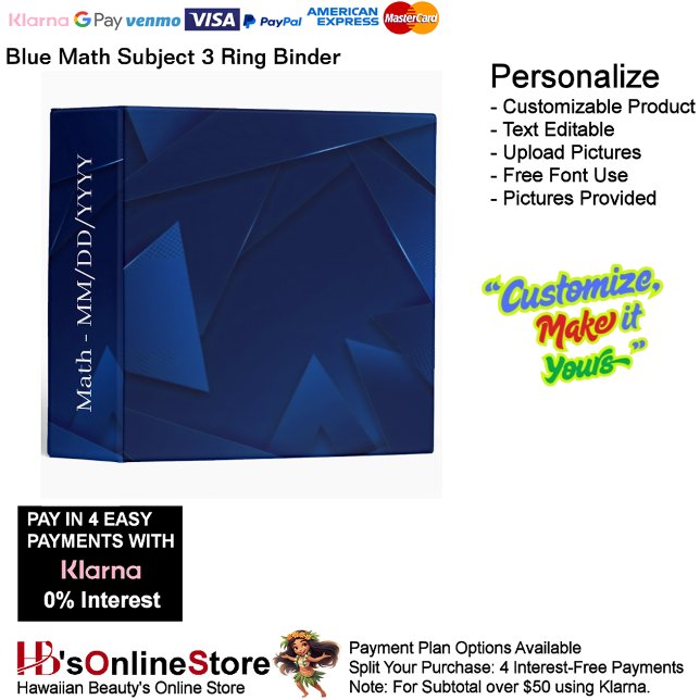 Blue Math Subject Organization Students Business Binder (Blue Math Subject Organization Students Business 3 Ring Binder.)