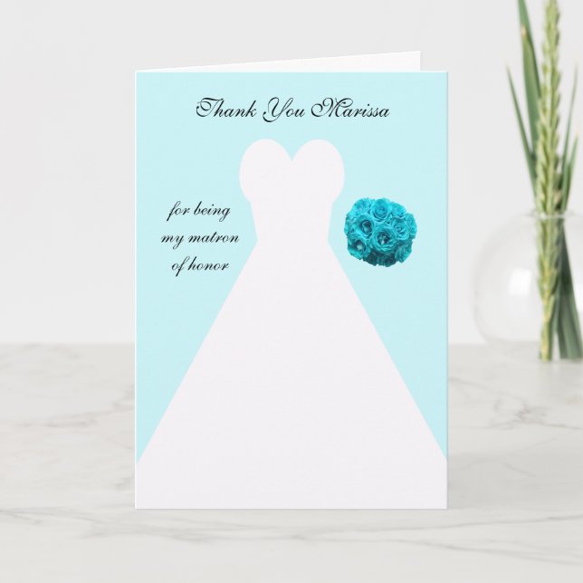 Blue Matron of Honor Carte de remerciements (Devant)