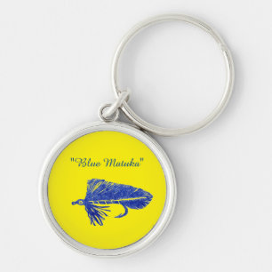 Blue Matuka streamer for fly tying, fly fishing Keychain