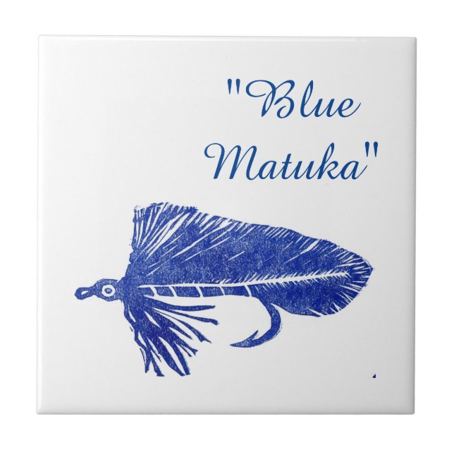 "Blue Matuka" streamer trout fly tile. Tile (Front)
