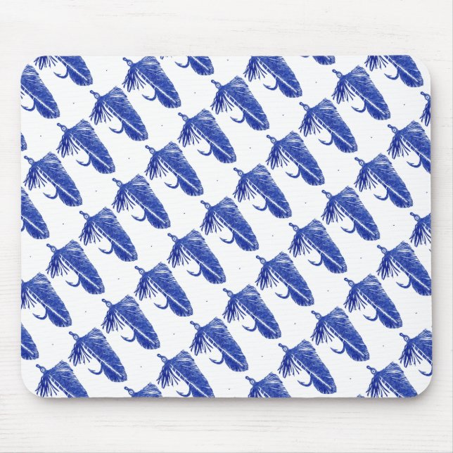 "Blue Matuka - Tiled" Classic Trout Fly Mousepad (Front)