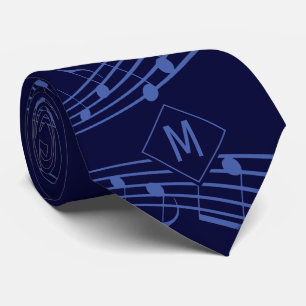 Blue Mauve   MUSICAL NOTES Staves   Monogram Tie