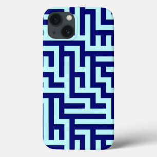 Blue Maze Art Pattern  iPhone 13 Case