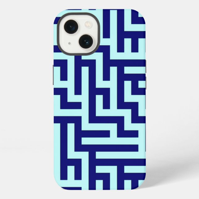 Blue Maze Art Pattern  iPhone Case (Back)