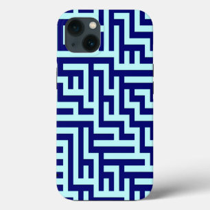 Blue Maze Art Pattern iPhone 13 Case