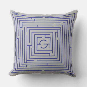 Blue Maze Throw Pillow