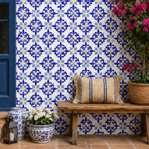 Blue Meadow Delicate Floral Mosaic Elegant Tile