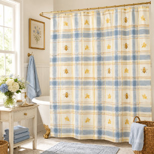 Blue Meadow Honeybee Plaid Charming
