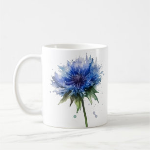 Blue Meadow Magic: Watercolor Cornflower Art Coffee Mug