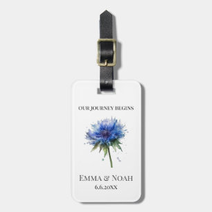 Blue Meadow Magic: Watercolor Cornflower Art  Luggage Tag