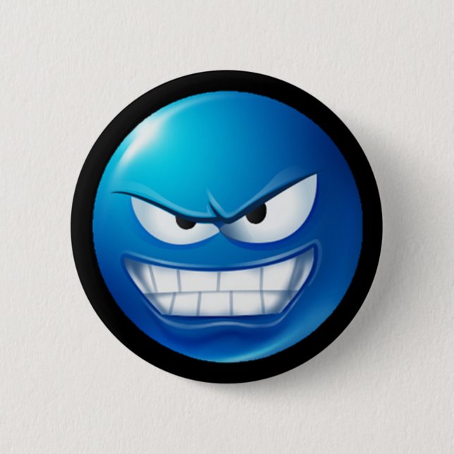blue meanie emoji 2 inch round button (Front)