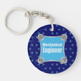 Blue Mechanical Engineer Keychain