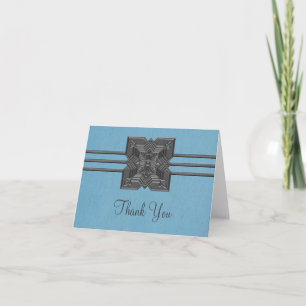 Blue Medallion Border Thank You Card