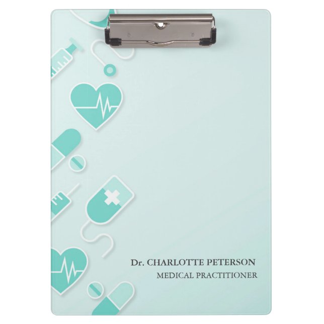 Blue Medical Doctor Elements Personalized Clipboard (Front)