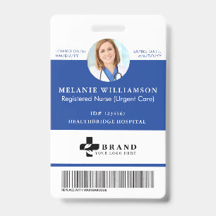 Blue Medical Employee Circle Photo ID & Logo Badge