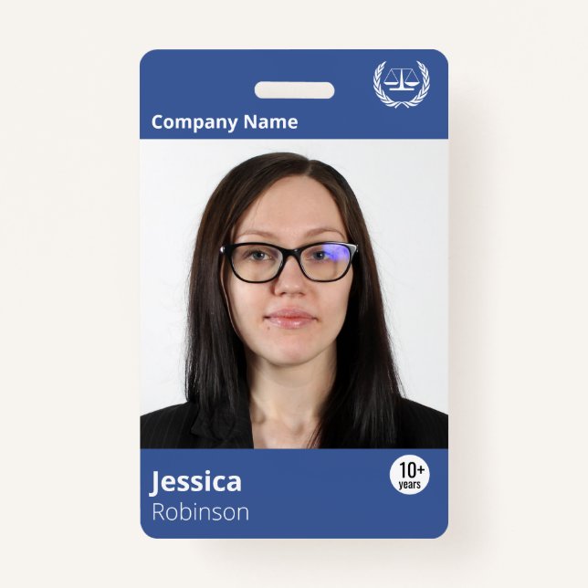 Blue Medical Professional Custom Name Employee Badge (Front)