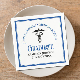 Blue Medical School Graduation Party Personalized Napkin