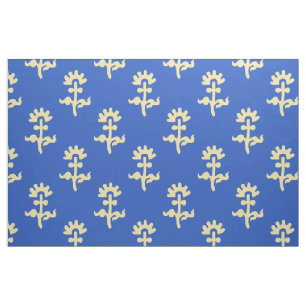 Blue Medieval Flowers Fabric
