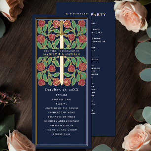 Blue Medieval Gold Floral Sword Royal Wedding Program