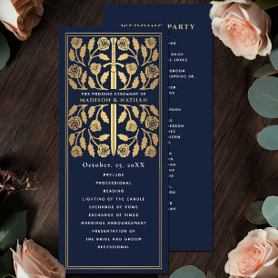 Blue Medieval Gold Sword Royal Wedding Program