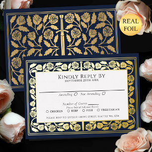Blue Medieval Gold Sword Royal Wedding RSVP