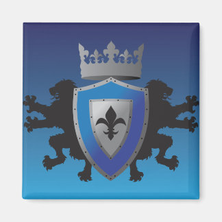 Blue Medieval Lion Heraldry Magnet
