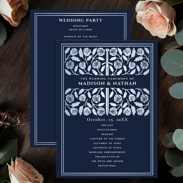 Blue Medieval Silver Sword Royal Wedding Program (Creator Uploaded)