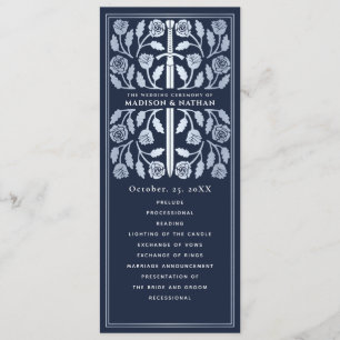 Blue Medieval Silver Sword Royal Wedding Program