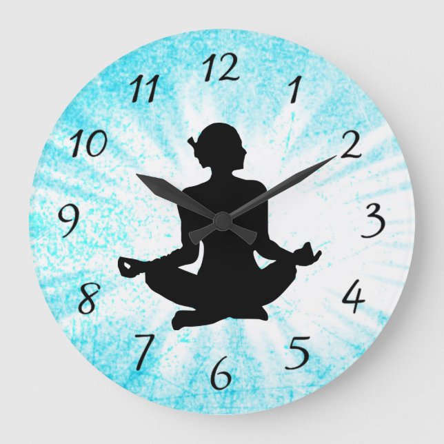 Blue Meditation Women Zen Sun bust Clock (Front)