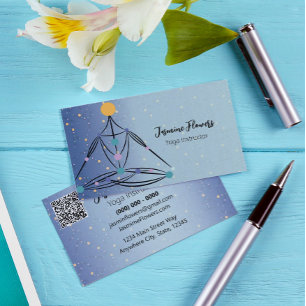 Blue Meditation Yoga Pose Instructor Business Card