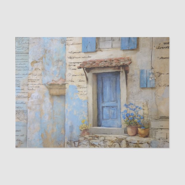 Blue Mediterranean Door Tissue Paper (Front)