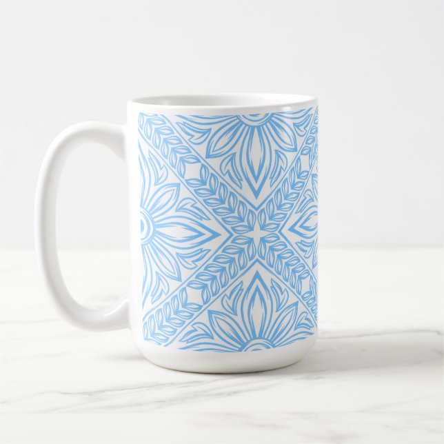 Blue Mediterranean Italian Tile Decorative Pattern Coffee Mug (Left)
