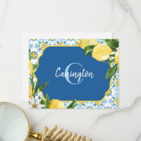Blue Mediterranean Lemon Monogram Name(S) 
