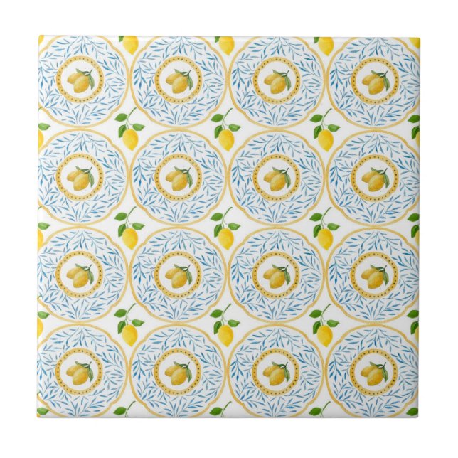 Blue Mediterranean lemon Tile (Front)