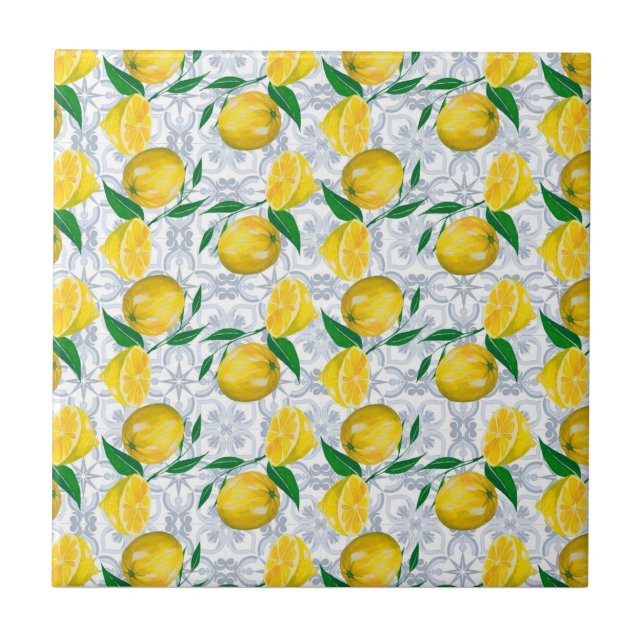 Blue Mediterranean lemon Tile (Front)