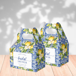 Blue Mediterranean Lemons Bridal Shower Favor Box