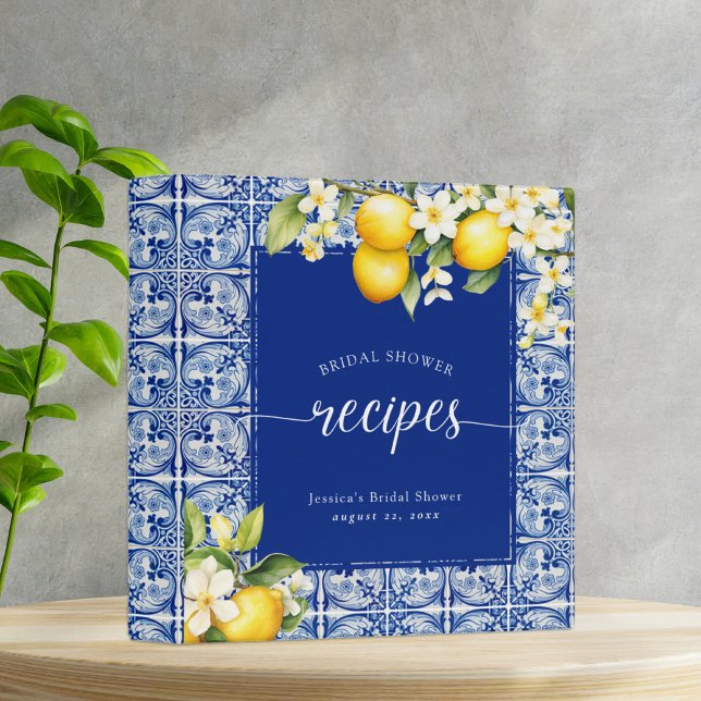 Blue Mediterranean Lemons Bridal Shower Recipes Binder (Creator Uploaded)