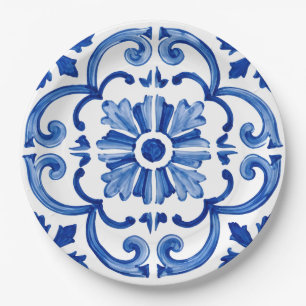 Blue Mediterranean  Paper Plate